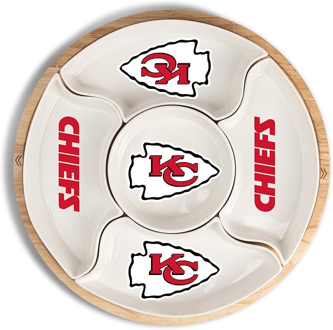 The Memory Company | Licensed NFL 16" 5-Section Serving Tray w/Wood