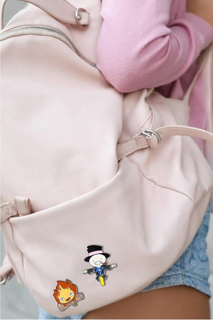 Pounchi Cute Calcifer Enamel Pins (4 Pcs) Anime Lapel Pin Office Supplies Cute Enamel Badge Gift for Bag Backpacks Teens