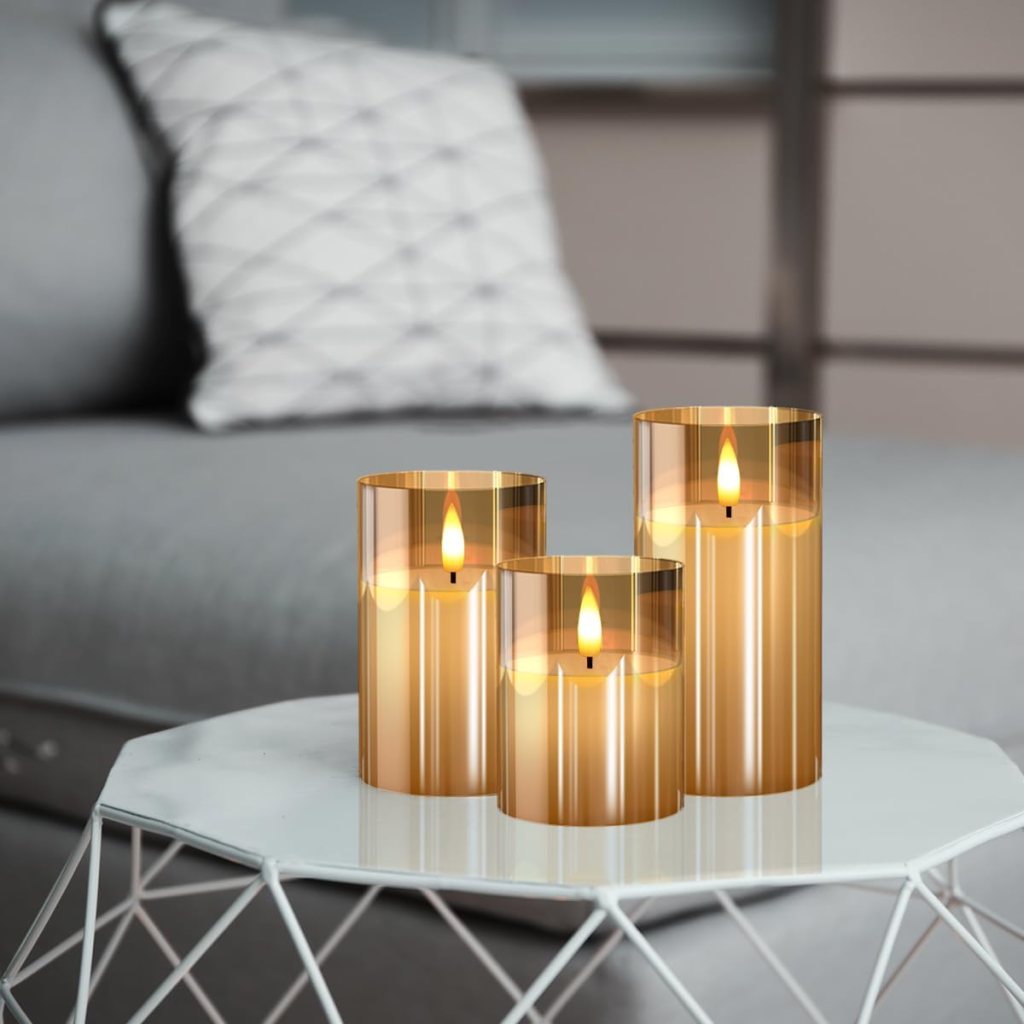 Flameless Candles Gold Pack of 3
