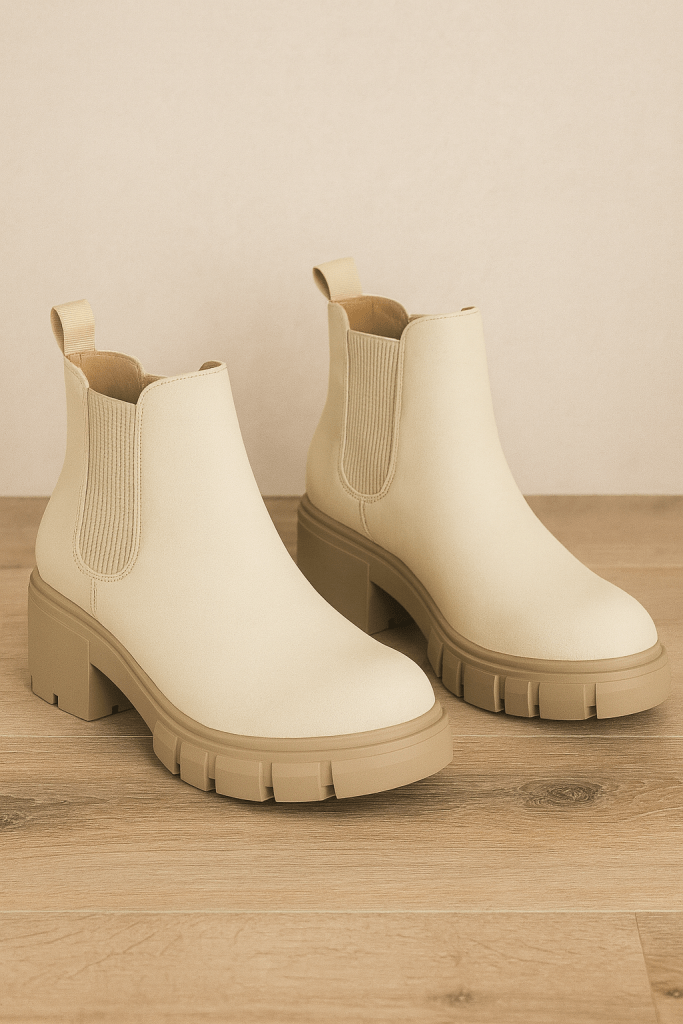 Women's Chelsea Boots Fashion Lug Sole Chunky Heel Slip on Elastic Ankle Booties