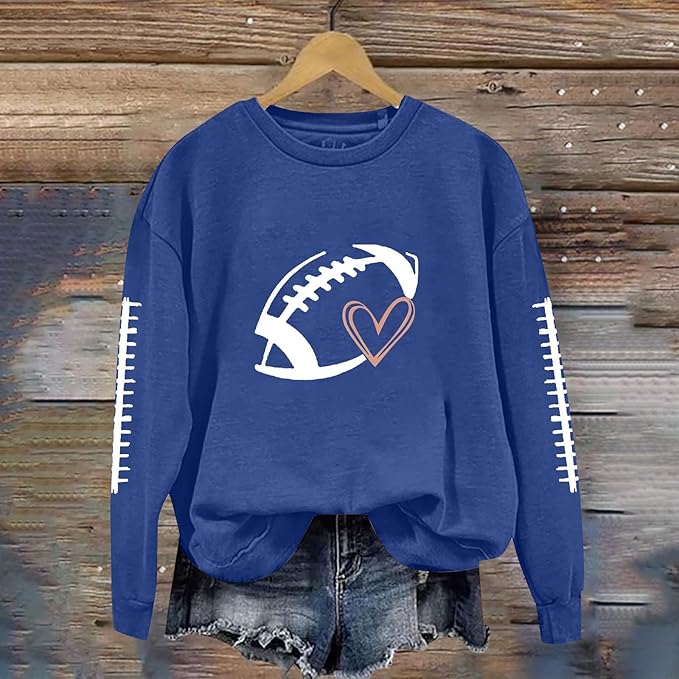 Football Funny Sweatshirt For Women Graphic Print Sunday Casual Long Sleeve Crewneck 2025 Fall Pullover