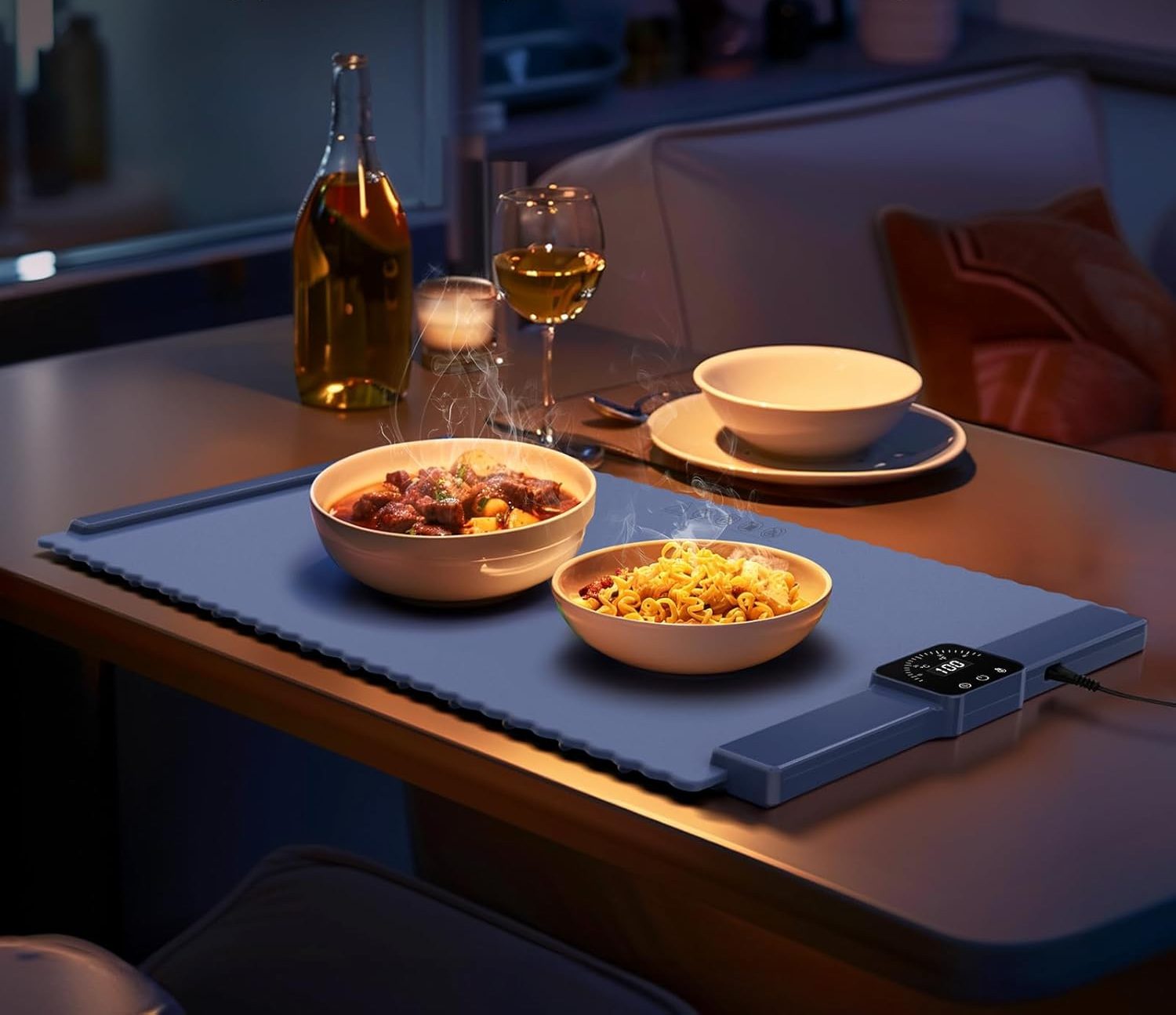 Food Warming Mat – Roll Up Food Warmer with Fast & Even Heating, Premium-Grade Silicone Material, 5 Temperature Settings, Auto Shut-Off - Versatile Food Warmers for Parties, Buffets, and Home Use