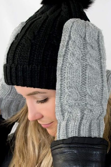 Women's Chunky Cable Knit Sherpasoft Mittens