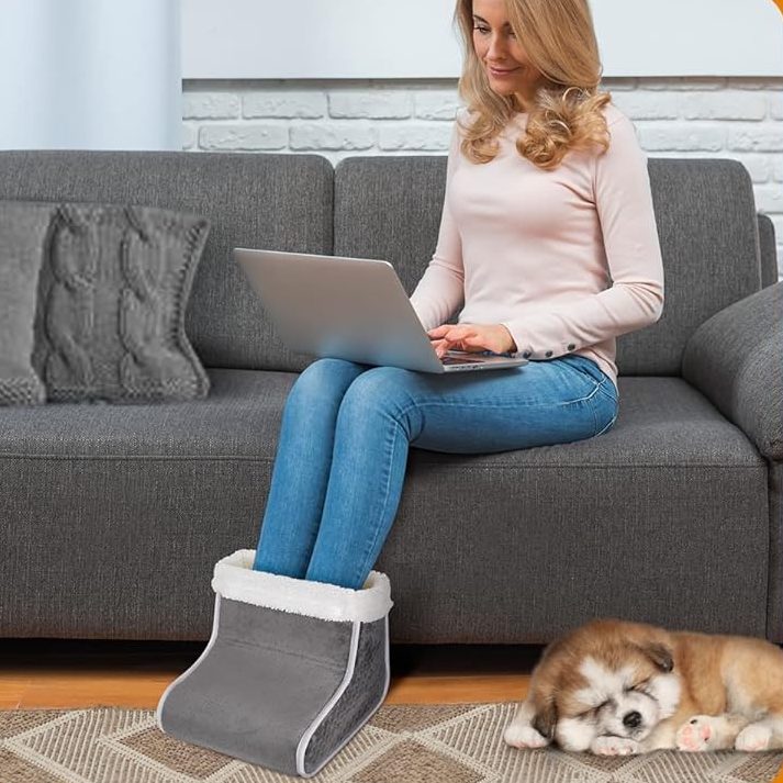 Electric Heated Foot Warmer - KLADNDER Heating Foot Warmer for Men & Women, Feet Warmer with 6 Temperature Setting 4 Timer Setting, Auto Shut Off Washable Inner Lining, Fast Heat Use for Winter Gifts