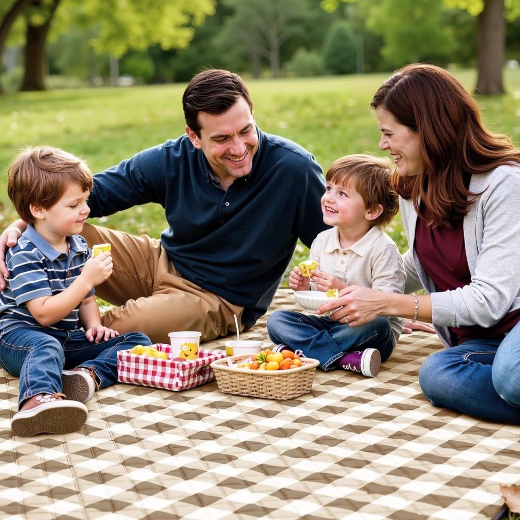 TigeJoy Extra Large Picnic Blanket Waterproof Foldable 80''x80'', Outdoor Picnic Mat Beach Blanket Sandproof for Park, Grass, Travel, Hiking, Camping Essentials, Gingham Picnic Blanket