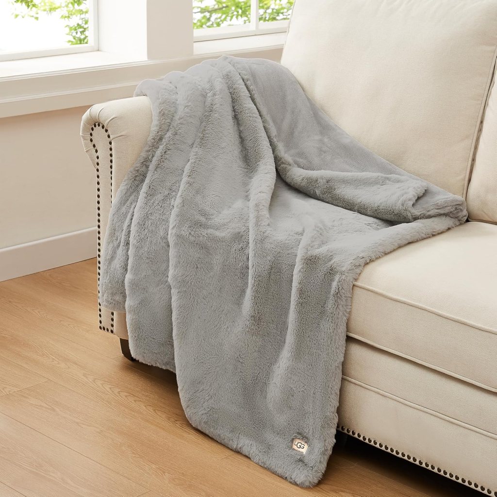 UGG Euphoria Faux Fur Throw Blanket, 50-inch x 70-inch, Seal Light Grey
