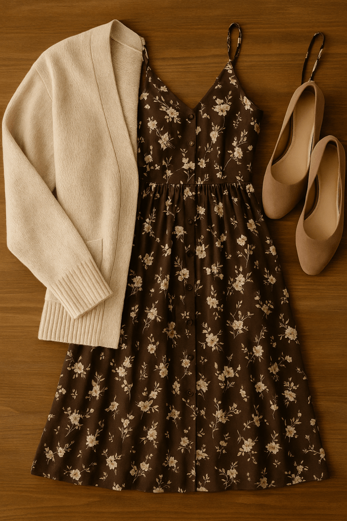this image shows some example transitional staple pieces that can be included in a capsule closet to insure that your items are all seasonally relevant. 