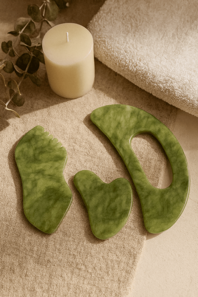 3 PCS Jade Stone Gua Sha Set Face Massager, Body Gua Sha Tool, Jade Gua Sha Facial Tools, Large Guasha Tool For Body, Face, Anti Cellulite, Lymphatic Drainage Massager, Muscle Scraper, Gifts for Women