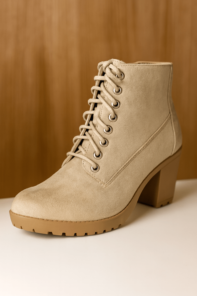 Soda Second Lug Sole Chunky Heel Combat Ankle Bootie Lace up w/Side Zipper