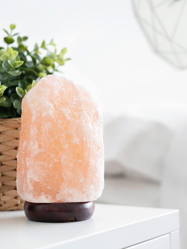 7 Inch Himalayan Salt Lamp with Dimmer Cord - Night Light Natural Crystal Rock Classic Wood Base Authentic from Pakistan