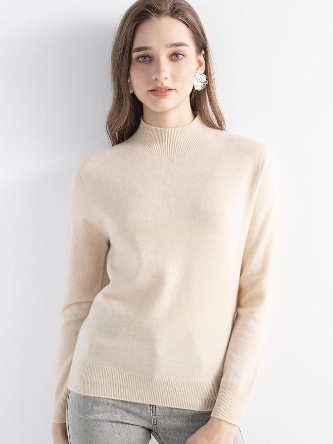 Chanyarn Women's 100% Pure Cashmere Sweater Mock Neck Long Sleeve Warm Leisure 2025 Fall Winter Knit Pullover