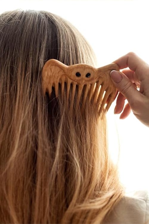 Handmade Wooden Hair Comb for Women Eco-Friendly Natural Wood Detangling Comb Gentle on Hair and Scalp Perfect for Thick Curly or Fine Hair Sustainable Beauty Hair Care Tool