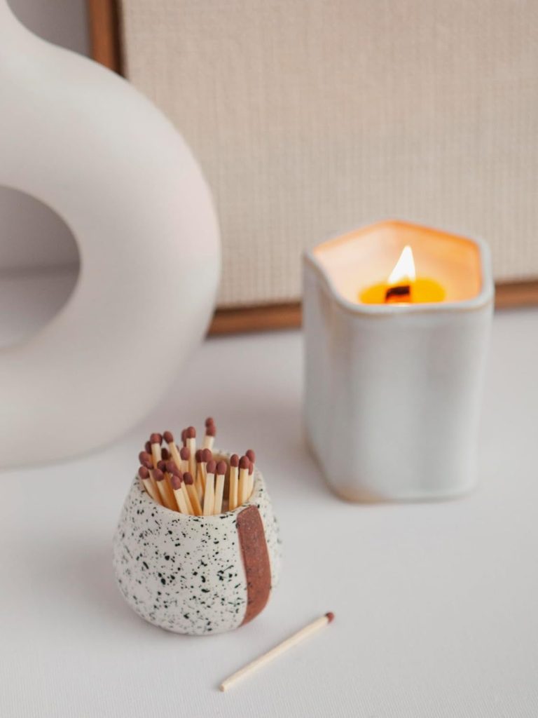 Ceramic Match Holders with Striker - Set of 2 - Candle Accessories - Candle Lover Gifts - Housewarming Gift - Matches NOT included