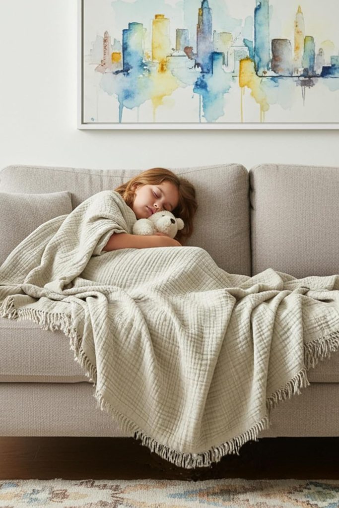 KyraHome 100% Organic Cotton 60"x80" Large Muslin Blankets for Adults, Toddler, Women, Plant Dyed Breathable Lightweight Gauze Blanket, All Season