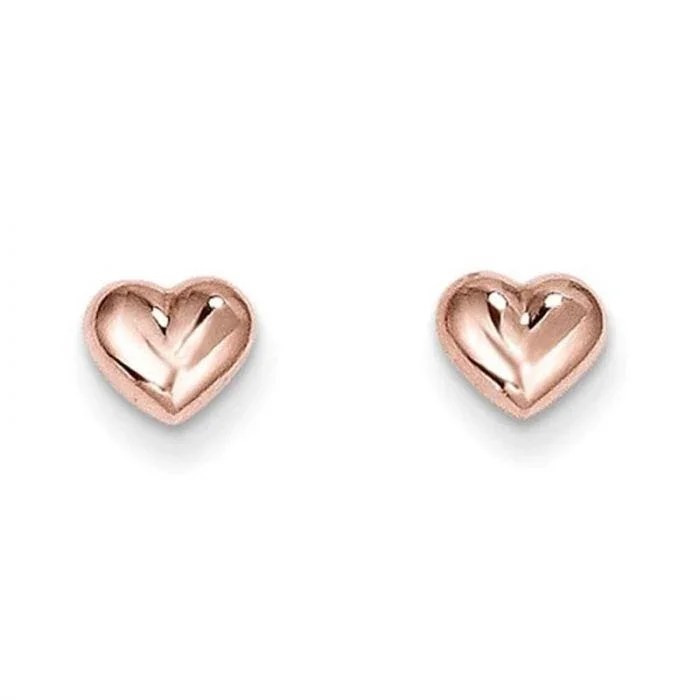 14k Madi K 7mm Rose Gold Heart Post Earrings