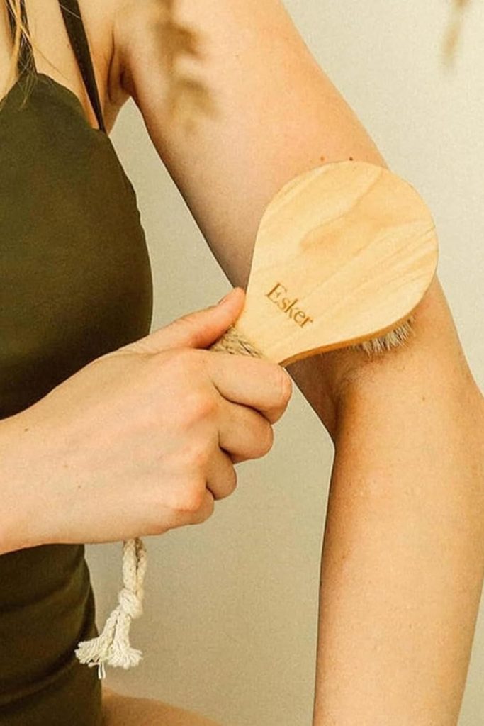 Esker Dry Brush: Skin Exfoliating Full Body Brush for Better Circulation and Energy Flow, Made with Natural Tree Wood, Perfect for Bathing or Shower Routine
