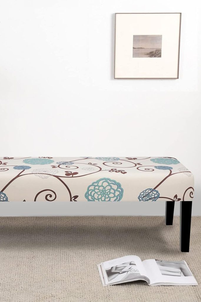 SearchI Dining Bench Cover, Stretch Washable Long Bench Seat Covers, Rectangle Dining Table Bench Slipover for Dining Room, Living Room, Kitchen(Ball Flower)