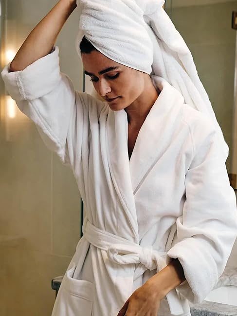 H by Frette Shawl Collar Bathrobe with Piping