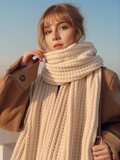 Women's Winter Knit Warm Scarf Super Soft Long Knit Scarves Winter Scarf for Women Cold Weather Accessories