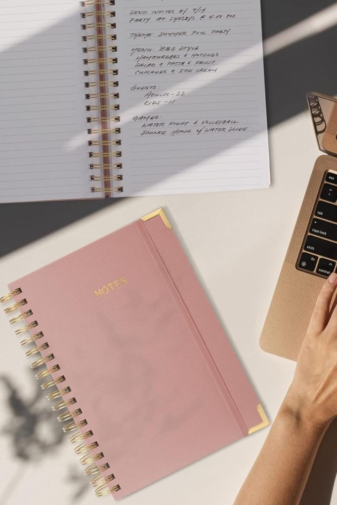 Aesthetic Thick Spiral Notebook Journal For Women in B5 Format - Stylish Linen Hardcover College Ruled Note Book w 300 Lined Pages - Cute Supplies For Bible Study & Staying Organized at Work or School