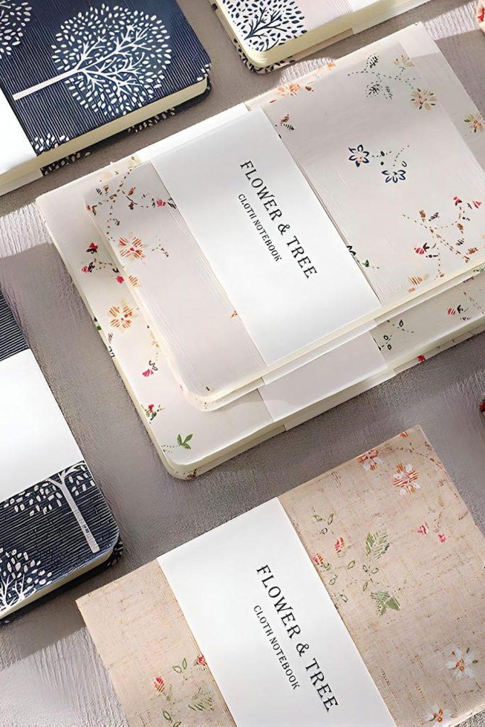 Pocket Notebook, Floral Linen Journal, Similar Embroidered, Notebooks 4x6, Lay Flat Sketchbook, A6 Notebook, Hardcover, Lined & Unlined Notebook, Apricot