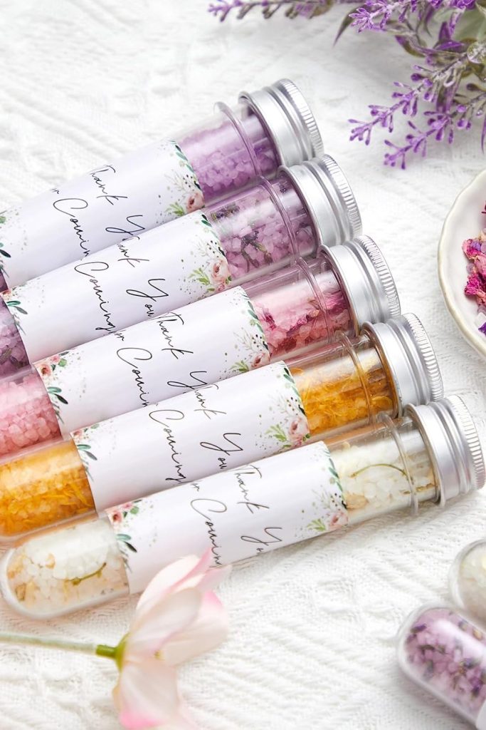 12 Pcs Aromatherapy Bath Salts Test Tube Bath Salts for Women Relaxing Spa Gifts Set for Wedding Christmas Birthday Baptism Party Favors (Floral)