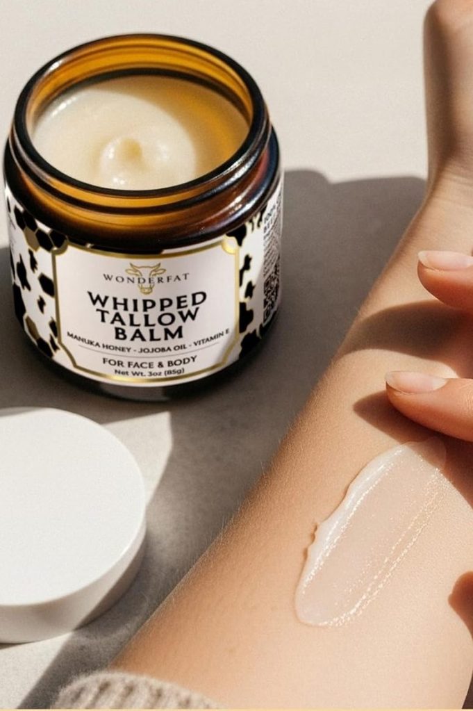 Grass-Fed Beef Tallow Balm for Skin & Face – Whipped Tallow Moisturizer with Manuka Honey, Mango Butter, Jojoba Oil & Vitamin E – Deep Hydration for Dry, Sensitive Skin – Small-Batch Formula – 3 oz