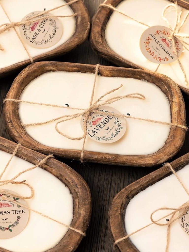 Red Barn Candle Company Wood Dough Bowl Candles | 100% Natural Soy Wax & Essential Oil Infused | Odor Eliminating + Pet Safe | Scented Candle Gifts for Men & Women (Lavender, 3-Wick)