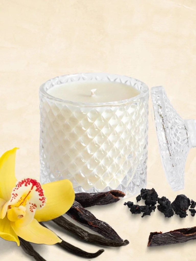 Vanilla & Amber Scented Candle, EcoSoy Wax, Glass Jar