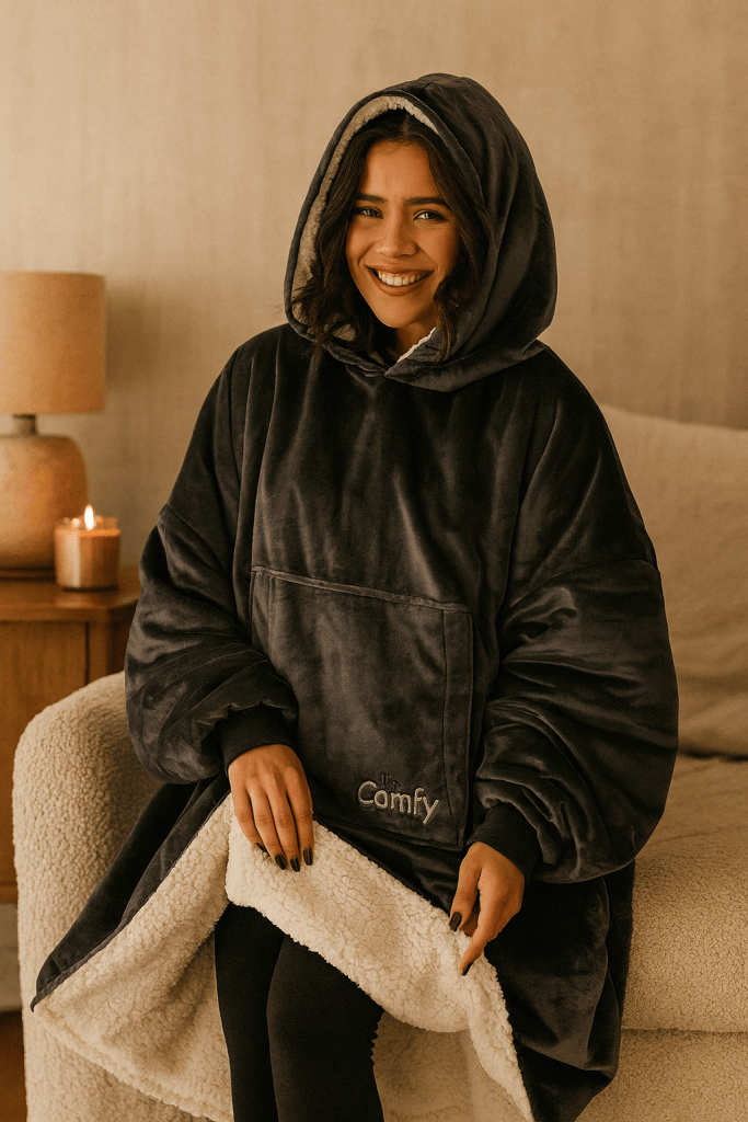 THE COMFY Original | Sherpa Lined Microfiber Fleece Wearable Blanket, Oversized Design with Hood and Pocket from Shark Tank