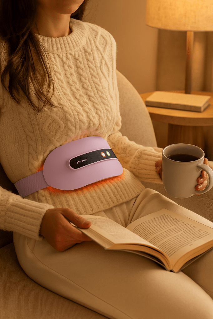 Portable Cordless Heating Pad, Electric Waist Belt Device, Heating Pad for Back Pain with 3 Modes, Portable Electric Fast Heating Belly Wrap Belt for Women and Girl(Purple)