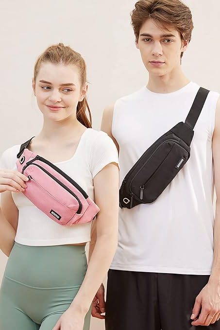 SINNO Large Crossbody Fanny Pack for Women Men Belt Bag With 4-Zipper Pockets for Travel Running Hiking Workout Dog Walking Outdoors Sport Fishing Waist Pack Bag Carrying All Phones