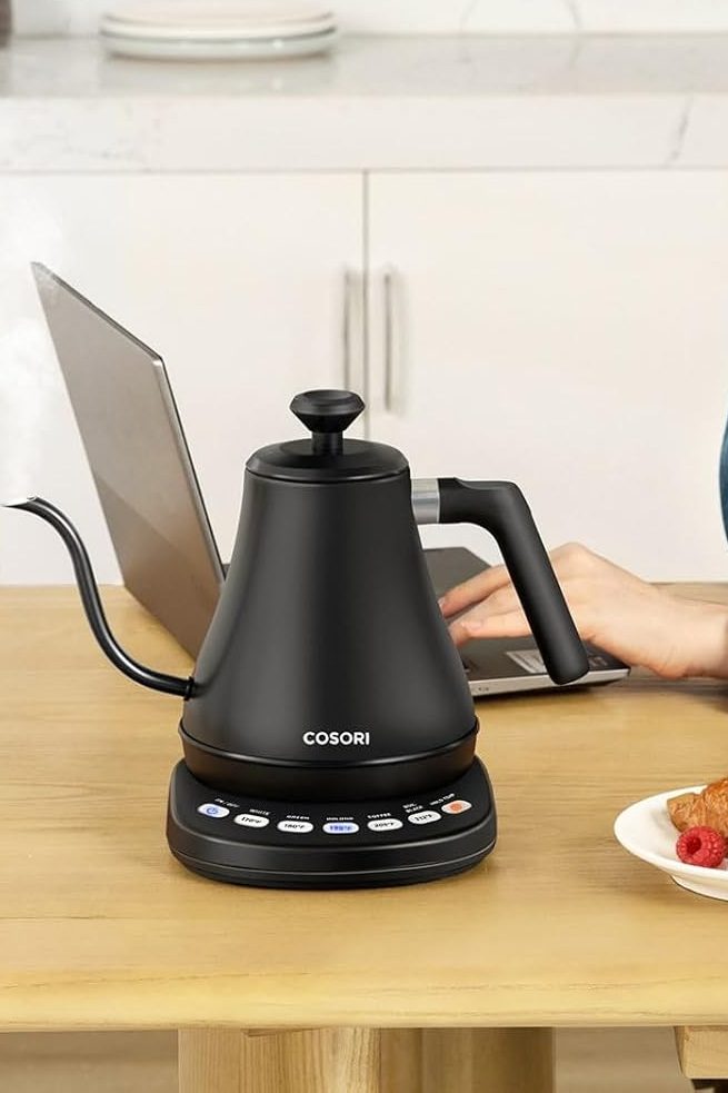COSORI Electric Gooseneck Kettle with 5 Temperature Control Presets, Pour Over Kettle for Coffee & Tea, Hot Water Boiler, 100% Stainless Steel Inner Lid & Bottom, 1200W/0.8L