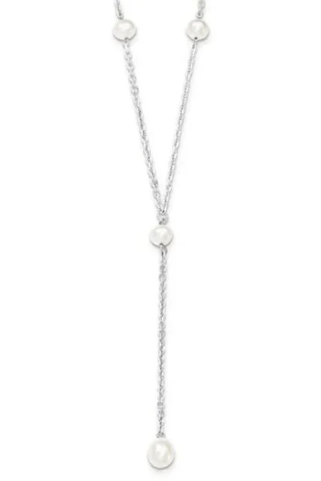 Sterling Silver Cultured White Freshwater Pearl Drop Necklace
