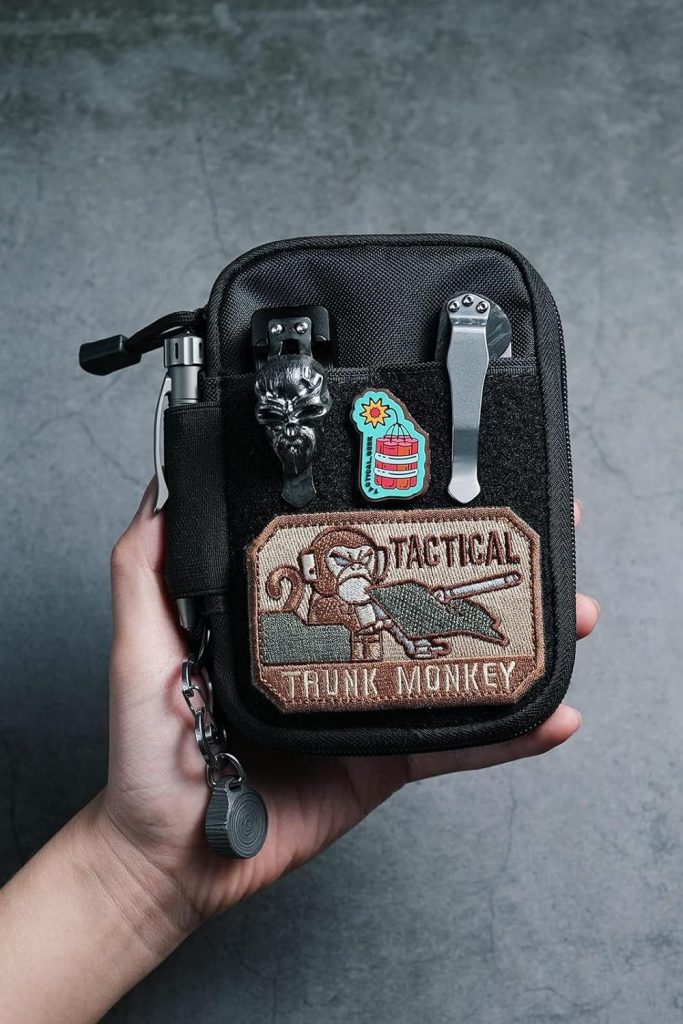 Mighty Pouch - Nylon EDC Pocket Organizer with Patches & D-Ring, Multitool Organizer for EDC Gears