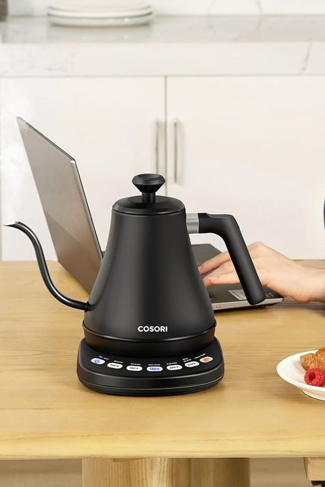 COSORI Electric Gooseneck Kettle with 5 Temperature Control Presets, Pour Over Kettle for Coffee & Tea, Hot Water Boiler, 100% Stainless Steel Inner Lid & Bottom, 1200W/0.8L