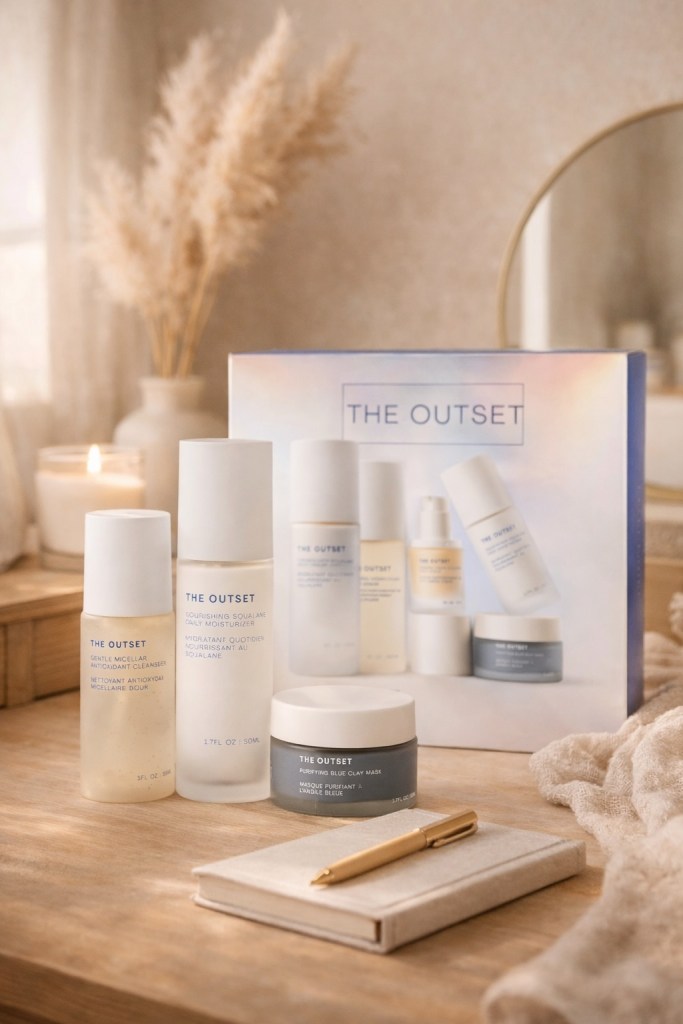 The Outset The Ritual Reset Skincare Kit – Cleanser, Serum, Moisturizer & Barrier Balm – Hydrating, Gentle & Fragrance-Free Routine – Vegan, Gluten-Free, Sensitive Skin Safe
