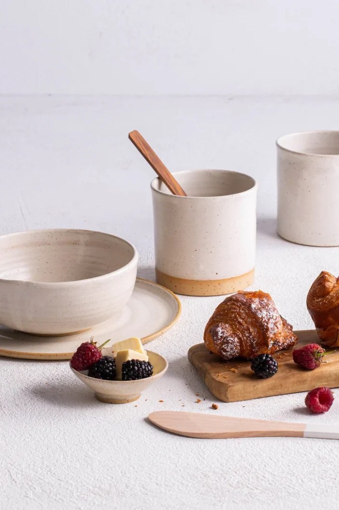 Tableware Set, Set of Breakfast Plates, Bowls and Mugs, Handmade Plates, Ceramic Breakfast Set, Pottery Christmas Gift