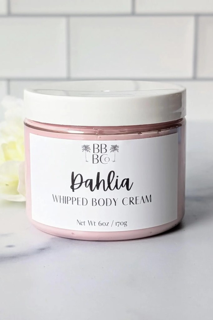 Dahlia Whipped Body Cream, Shea Body Butter Lotion, Vegan Body Frosting, Clean Skincare, Dahlia Musk Sandalwood Body Butter