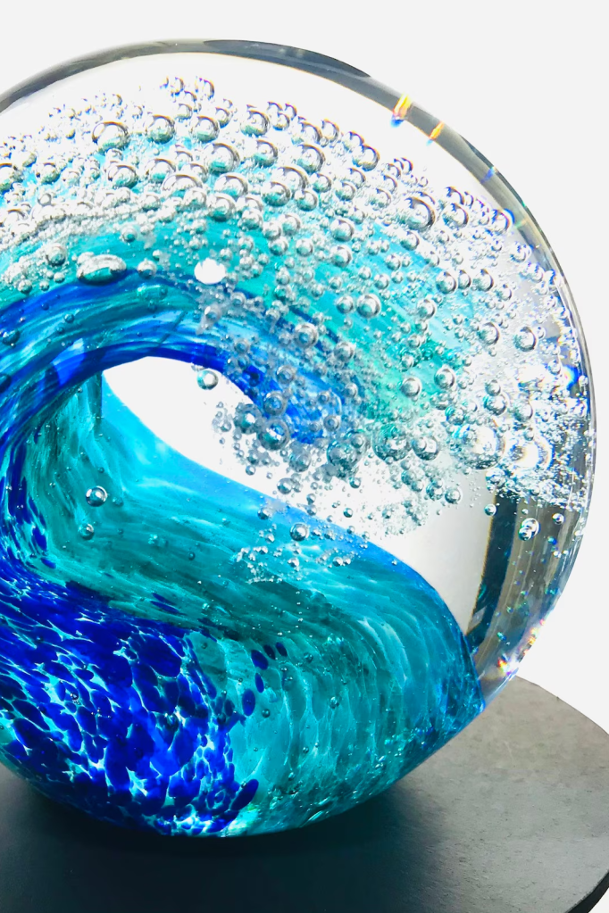 Glass Ocean Wave (NEW) Hand-Made from Molten Glass - Each is Unique!