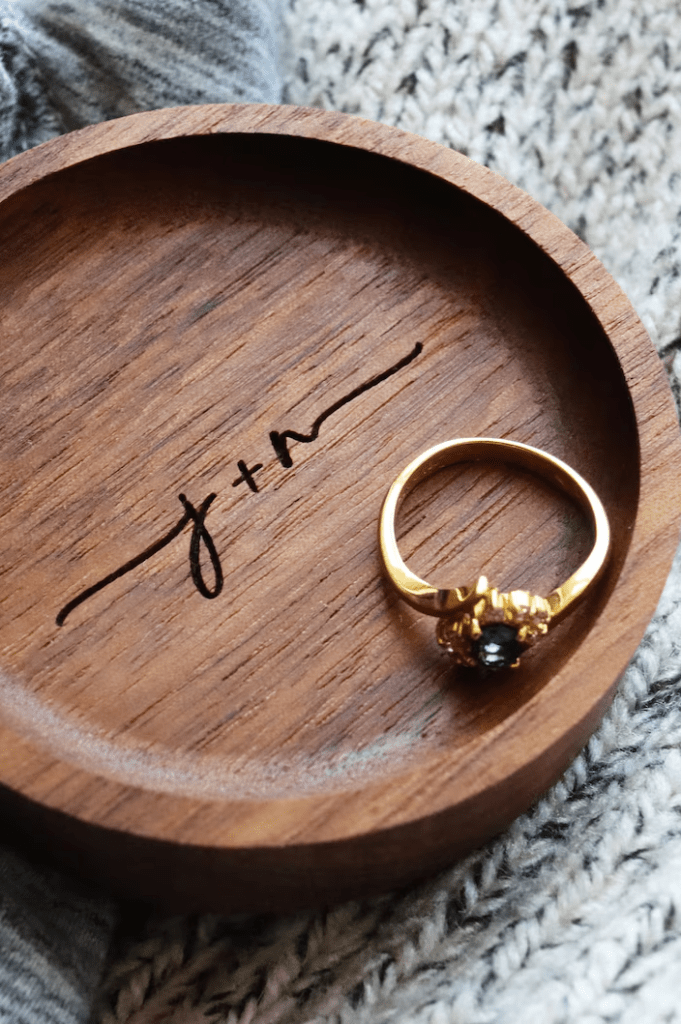 Personalized Initials Ring Dish/Custom Jewelry Dish/Wedding Ring Dish/Wood Ring Holder/Mens Ring Dish/4th Anniversary Gift/Engagement Gift