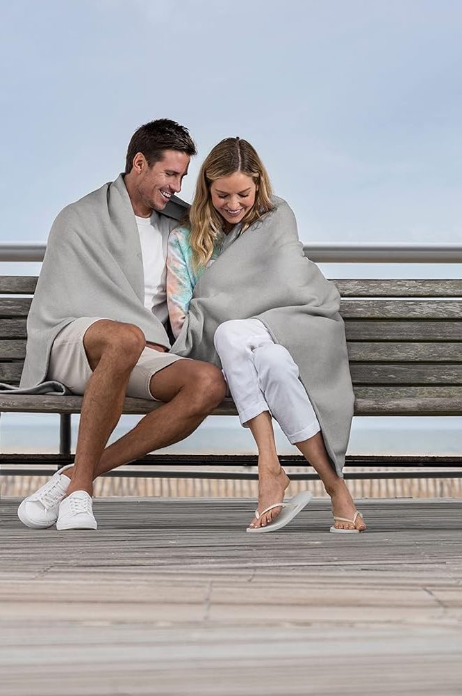 MV Sport Lightweight Sweatshirt Blanket Throw – Warm & Cozy, Breathable Oversized Fleece Knit, Couch, Bed, Travel, Cold Nights, and Outdoors – Soft Light Weight Blanket 54" x 84" Heather