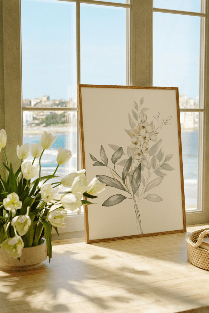 Botanical Watercolor Art Prints (Set of 4): Boho Floral Wall Decor
