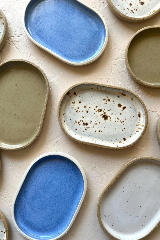Handmade Small Oval Ceramic Tray | Catchall Tray | Stoneware Jewelry Tray | Pottery Kitchen Soap Dish | Bathroom Organizer