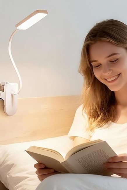 Clip on Light,9 Brightness+5 Color Clip on Lamp with 4000mAh Battery,450 Lumen Rechargeable Desk Lamp with Clamp,48 LED Reading Light for Bed,Cordless Reading Lamps for Bed/Headboard/Craft