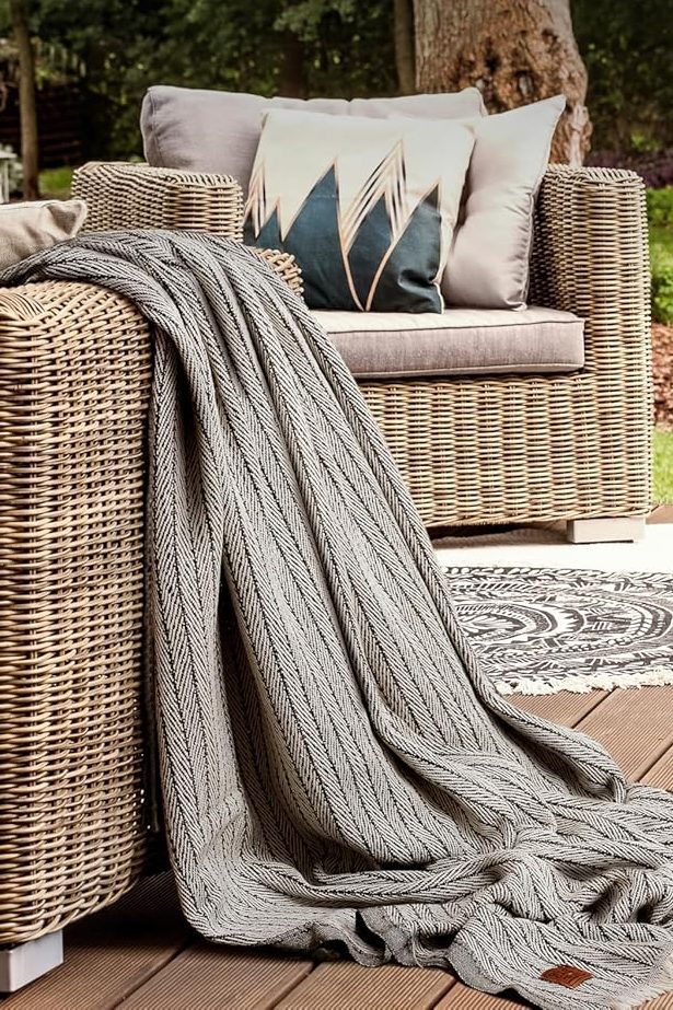 Gold Case Throw Blanket for Couch - 100% Recycled Turkish Cotton Blankets & Throws - Vintage Soft Throw Blankets for Living Room - Boho Decorative Woven Couch Blanket - 50x60 - Beige