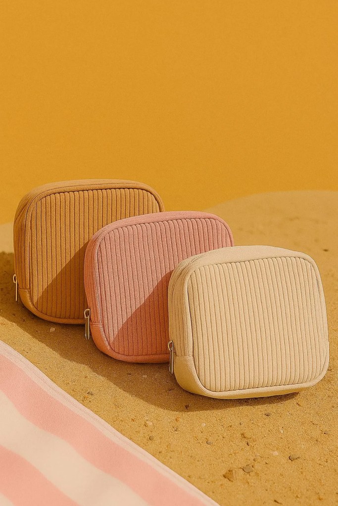 Soft Corduroy Travel Pouch – Small Organizer Bag for Lip Balm, Cables & Essentials