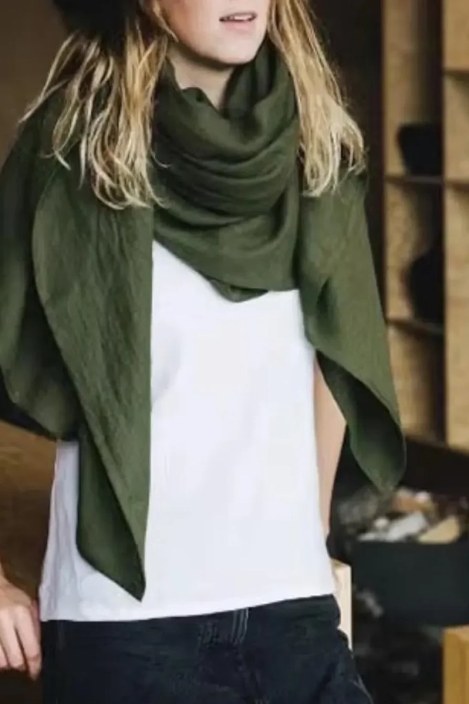 Large Linen Scarf Square Natural Linen Wrap Oversized Summer Shawl Handmade | Size 140 × 140 cm Approx. 55 × 55 inches