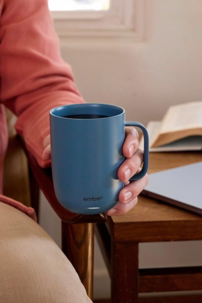 Ember Temperature Control Smart Mug 2, 14 Oz, App-Controlled Heated Coffee Mug with 80 Min Battery Life and Improved Design, Salt Blue