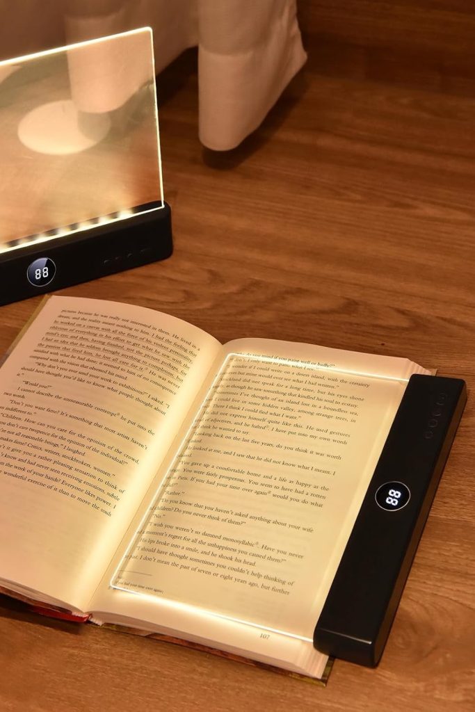 LED Book Light and Night Light 2 in 1, 3 Color Temperatures & Stepless Dimming, USB Rechargeable Reading Light with Timer for Night Reading 1pc (Black)